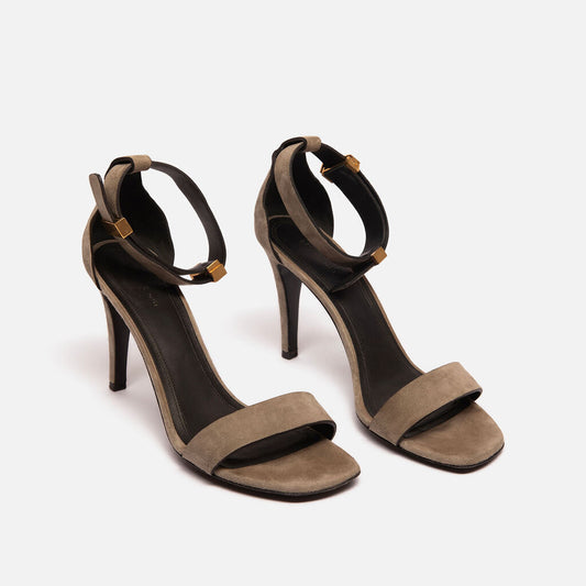Celine Sage/Grey Suede Heels