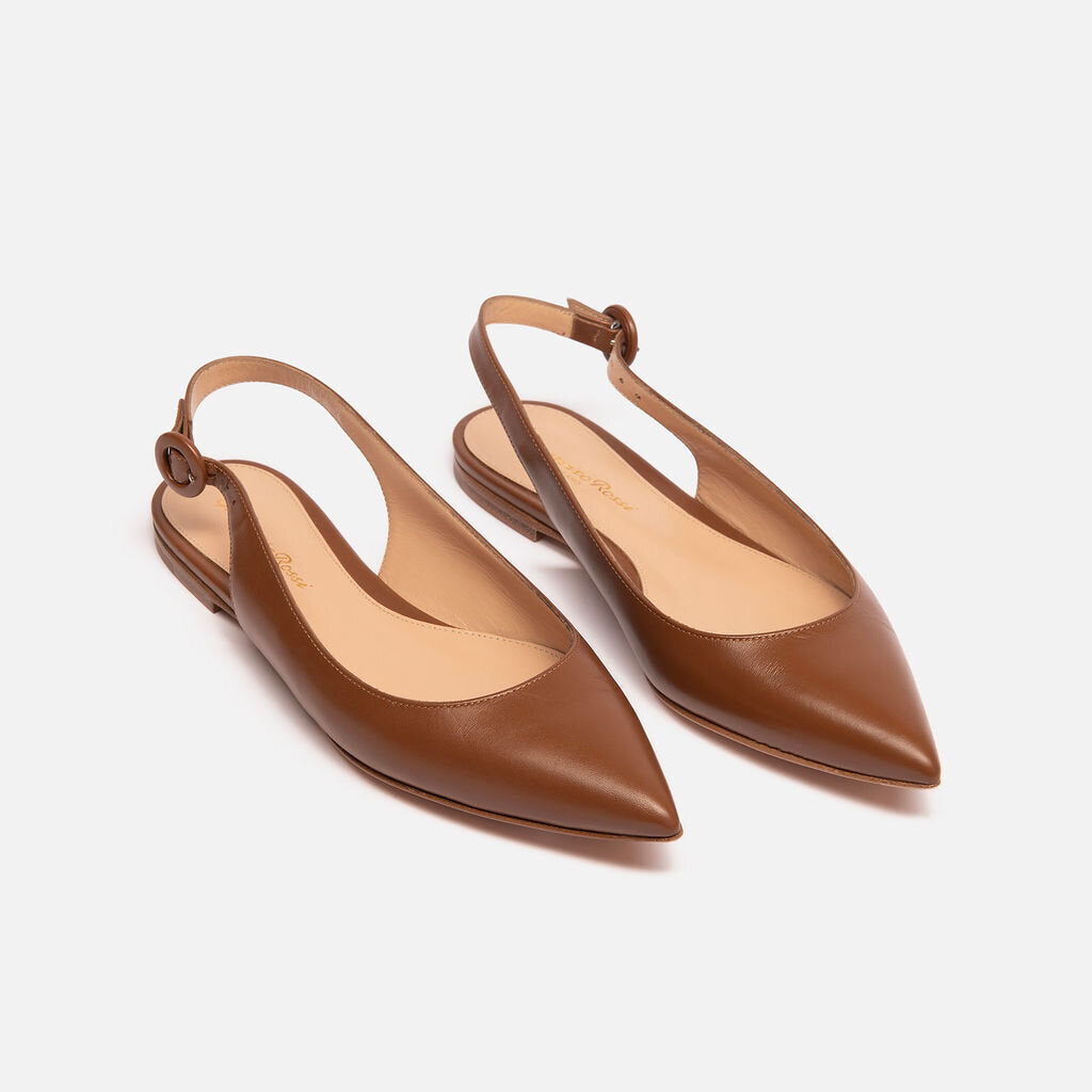 Gianvito Rossi Brown Slingback Flats