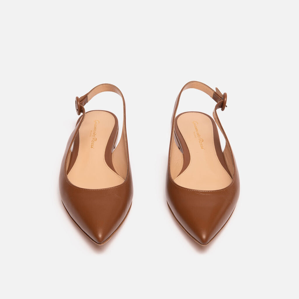 Gianvito Rossi Brown Slingback Flats