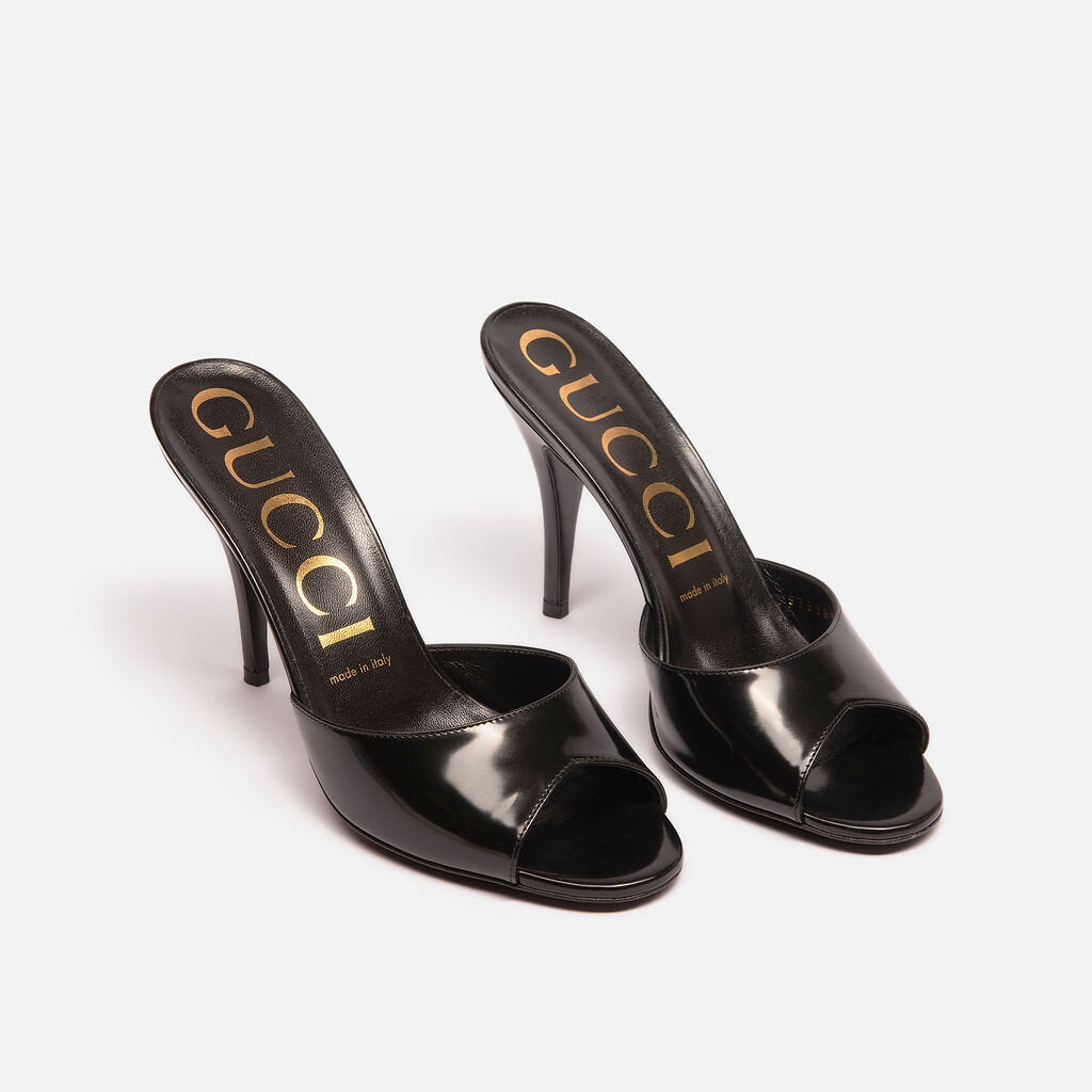 Gucci Black Leather Slide Heel