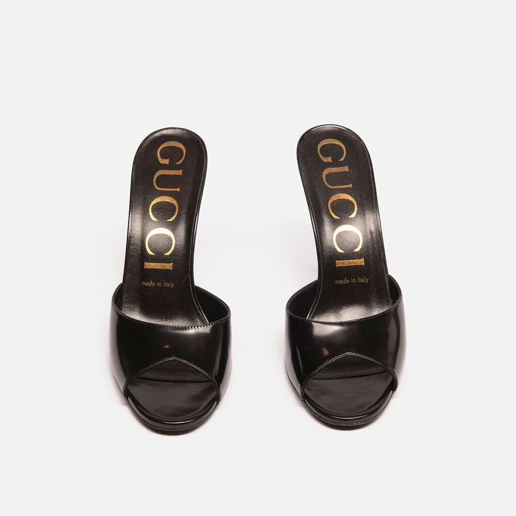 Gucci Black Leather Slide Heel