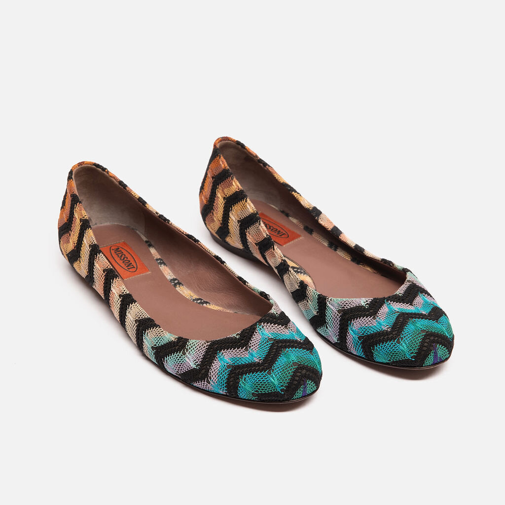 Missoni Multicolor Chevron Stripe Knit Ballet Flat
