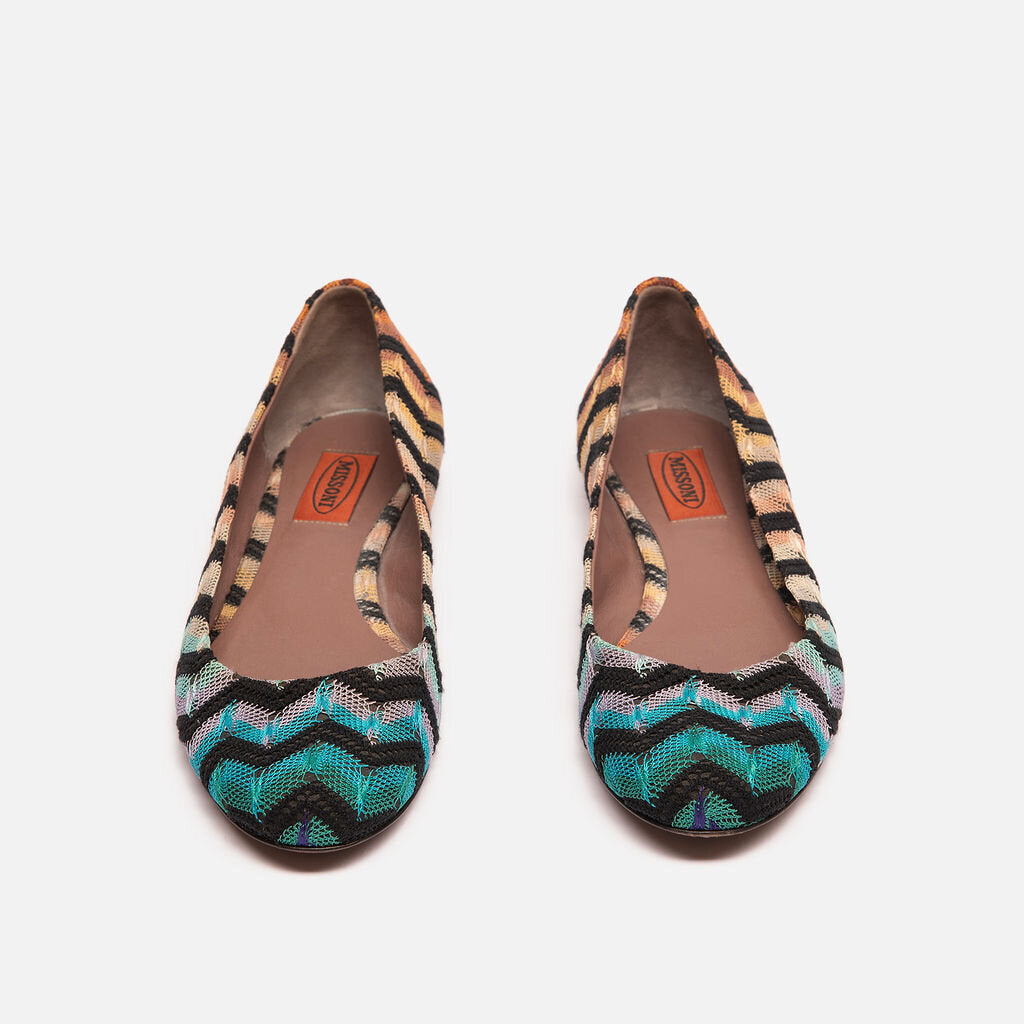 Missoni Multicolor Chevron Stripe Knit Ballet Flat