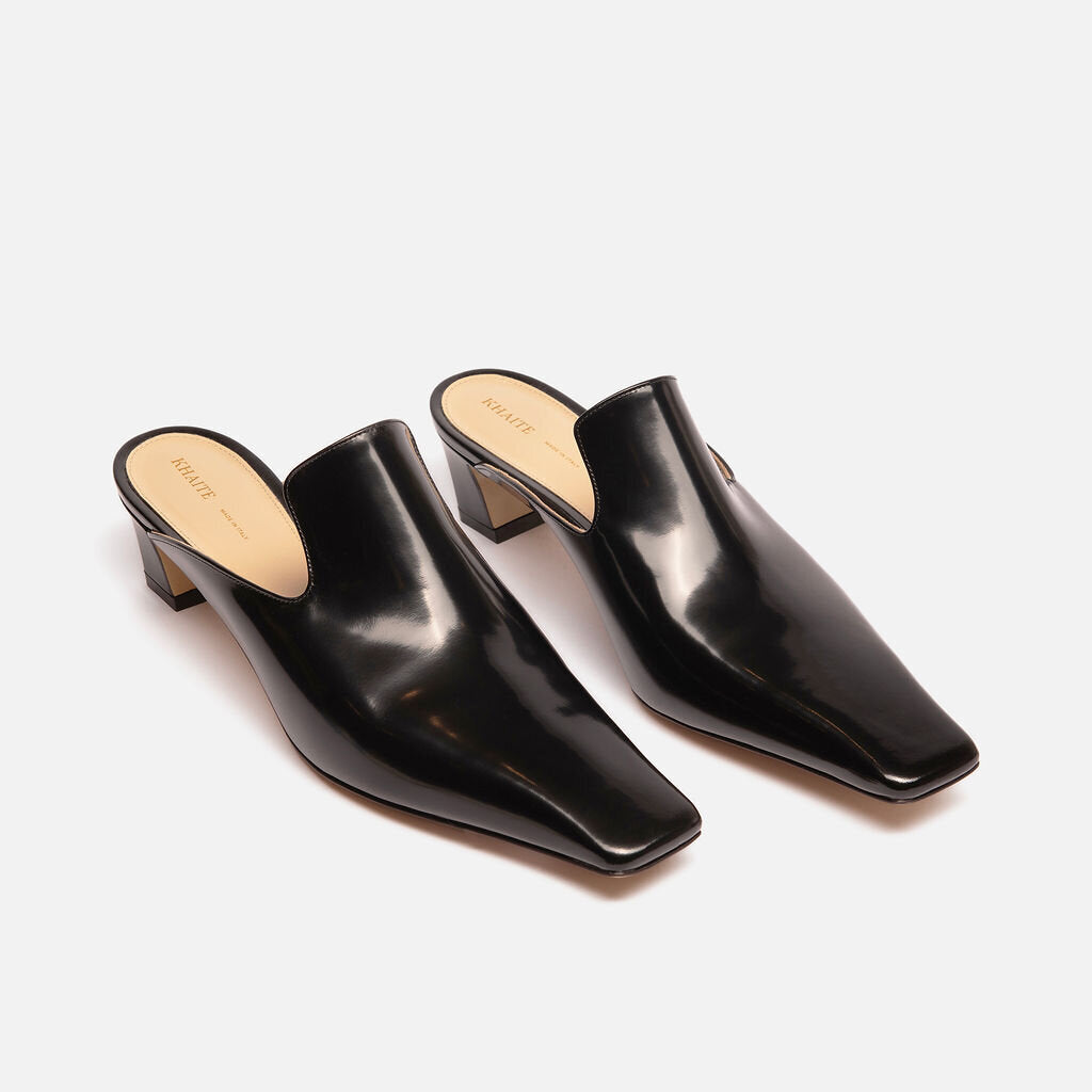Khaite Black Leather Marfa Mules