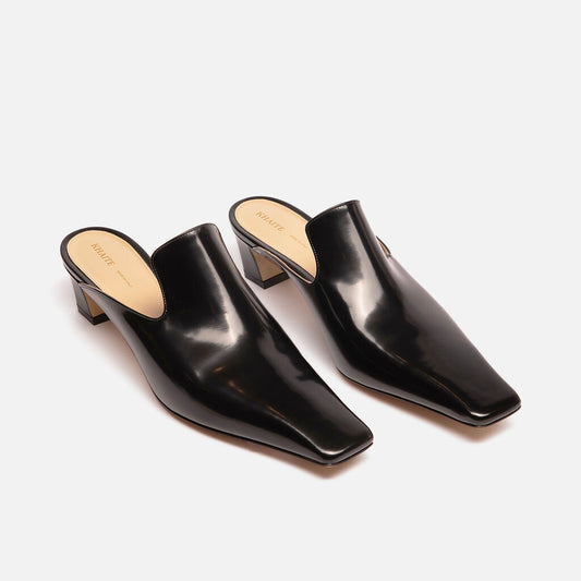 Khaite Black Leather Marfa Mules