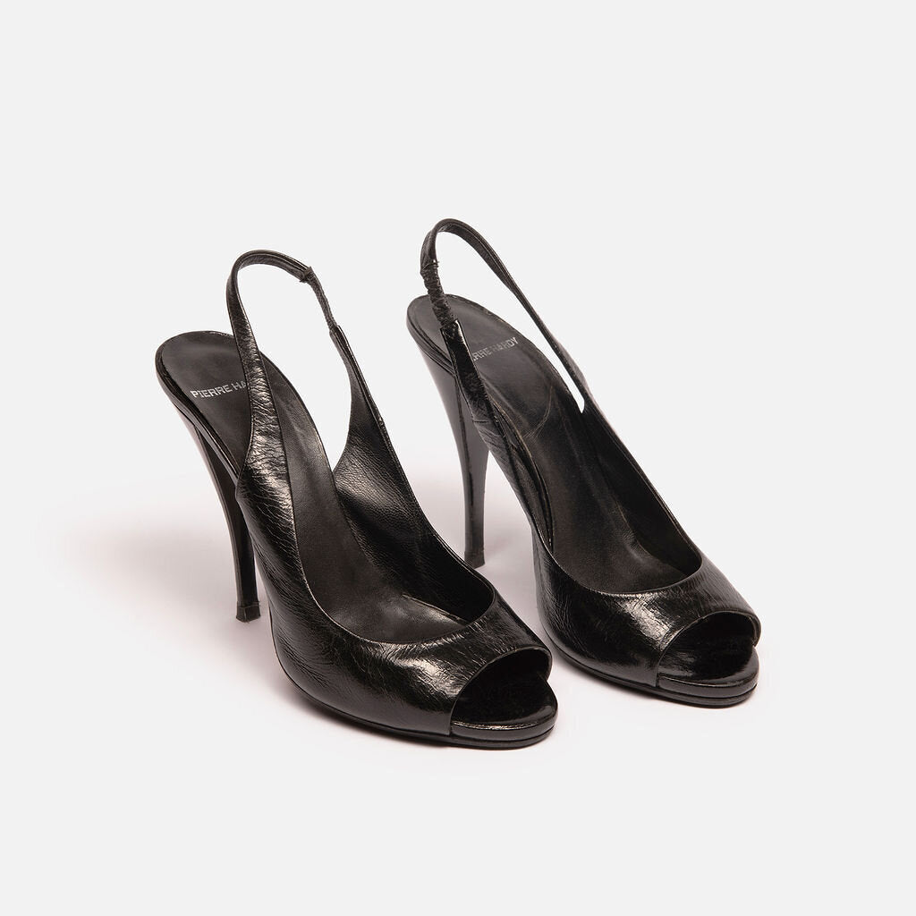 Pierre Hardy Black Leather Slingback Pumps (38.5)