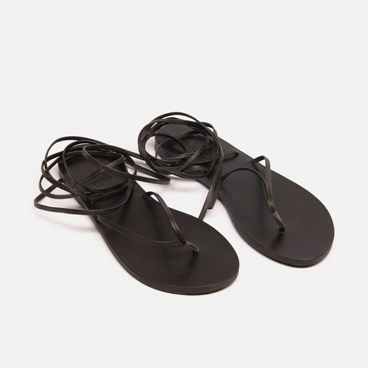 Ancient Greek Sandals Black Leather Strap Sandal