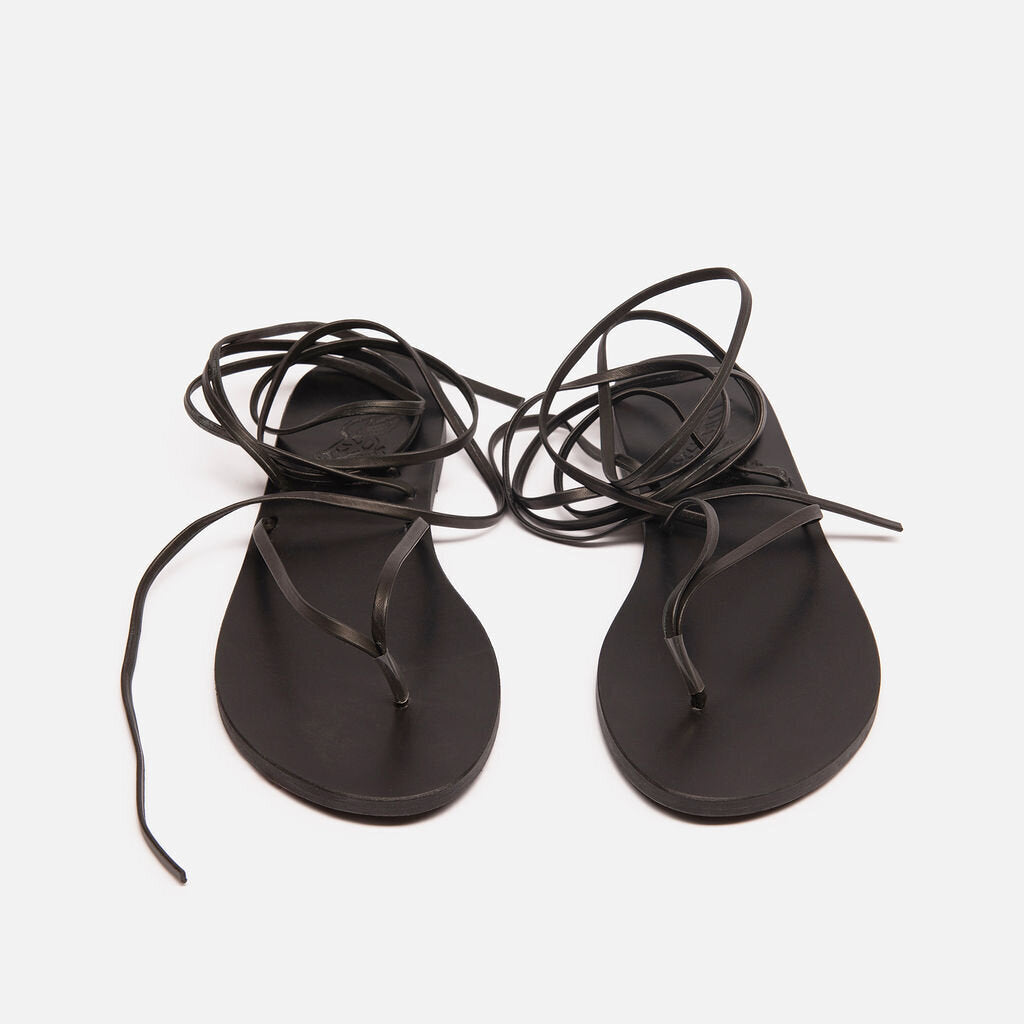 Ancient Greek Sandals Black Leather Strap Sandal