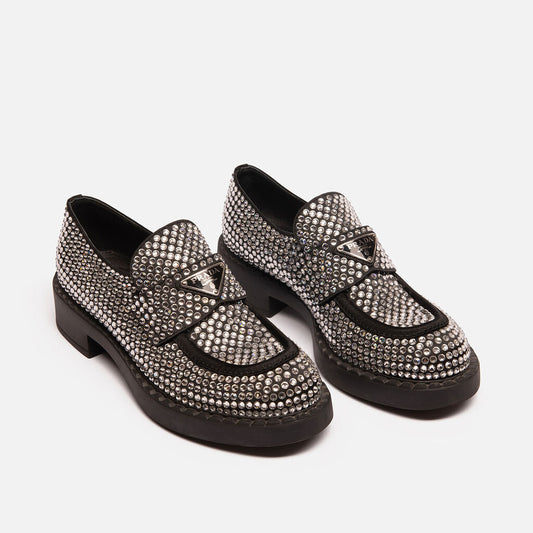 Prada Black Crystal Platform Loafer