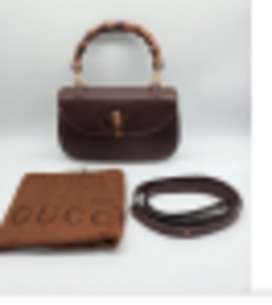 Brown Leather Bamboo Top Handle Bag