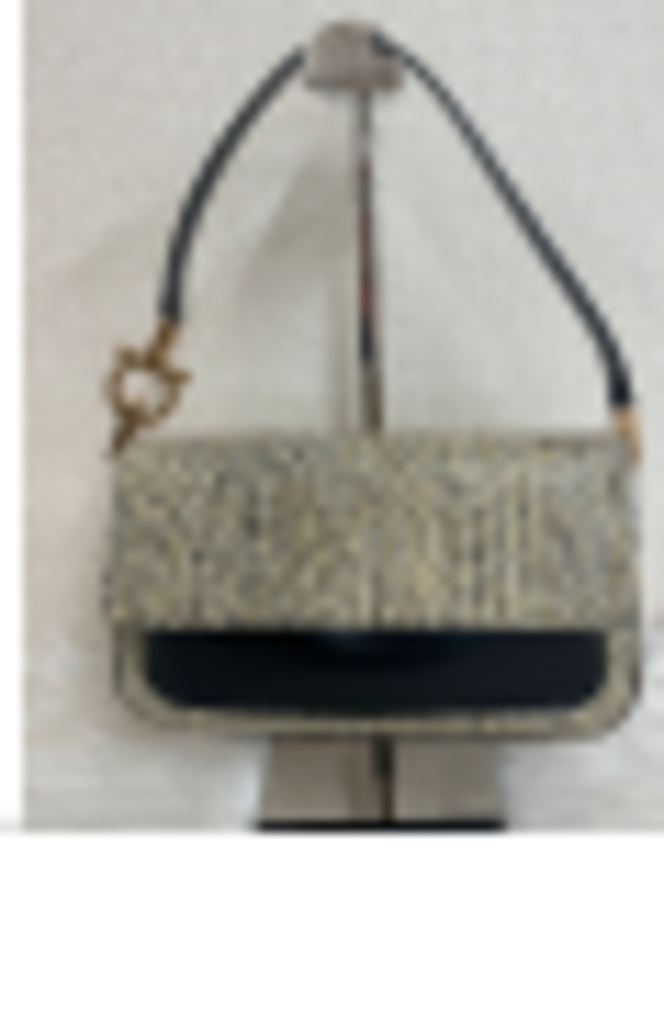 Yellow & Black Lizard Embossed Shoulder Bag