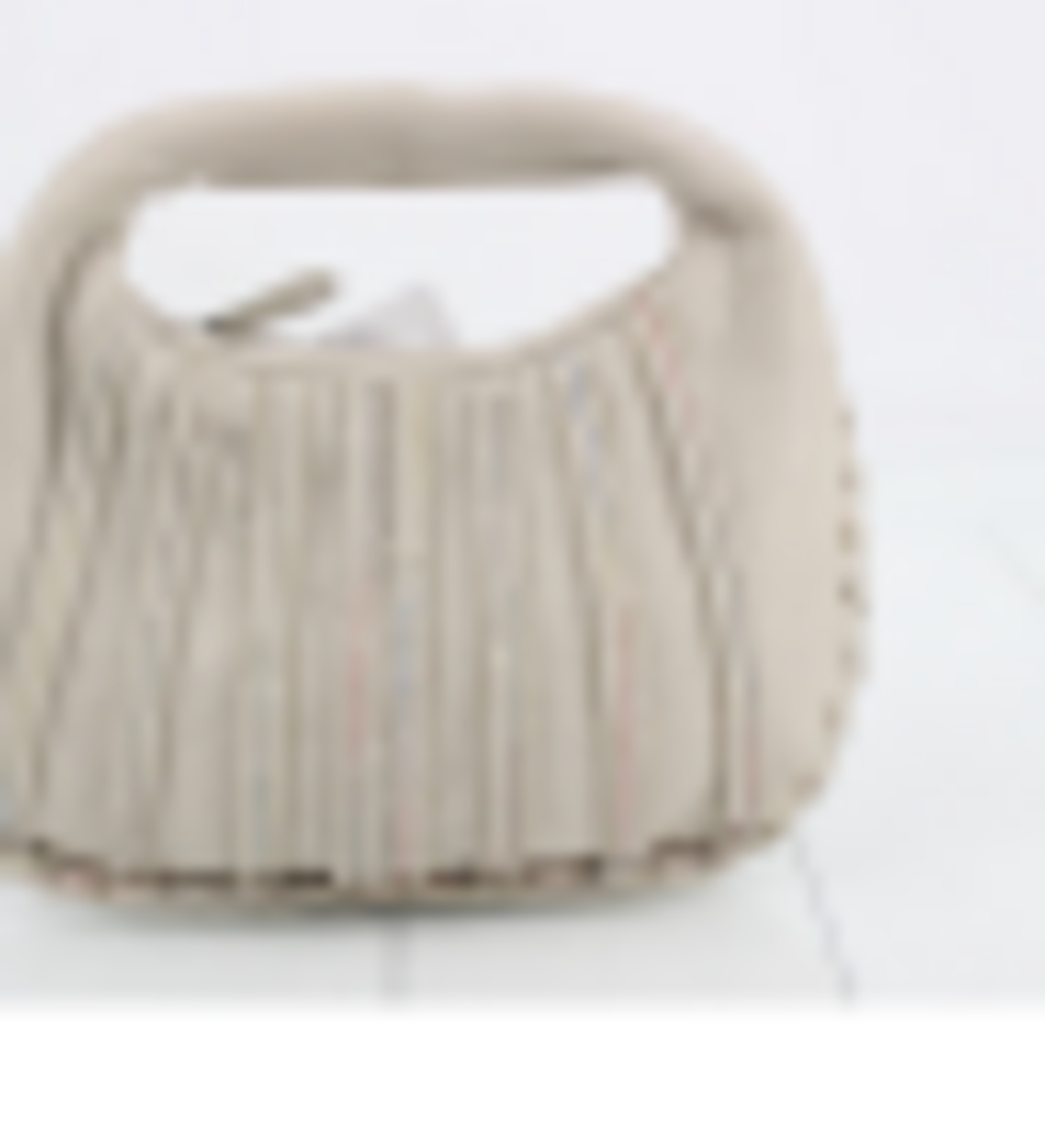 Cream Leather Striped Hobo Bag