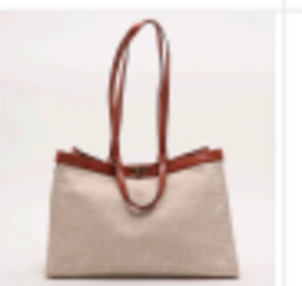 Tan & Brown Embroidered Medium Peekaboo X-Tote