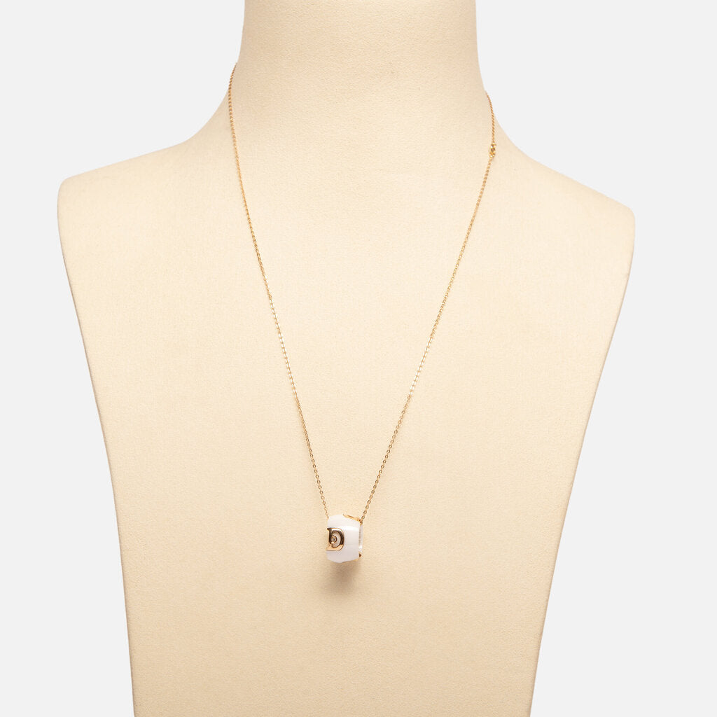 Damian Yellow Gold & Ceramic D.Icon Necklace With Single Diamond