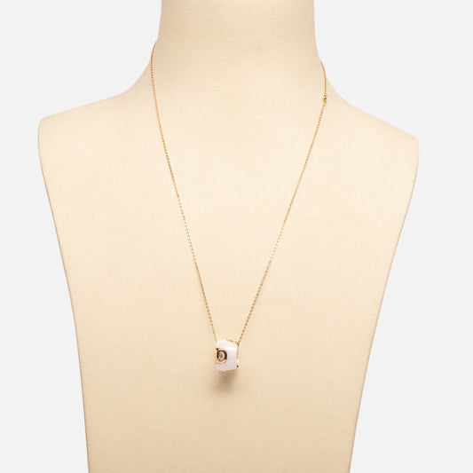 Damian Yellow Gold & Ceramic D.Icon Necklace With Single Diamond