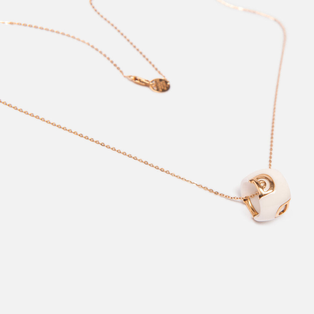 Damian Yellow Gold & Ceramic D.Icon Necklace With Single Diamond