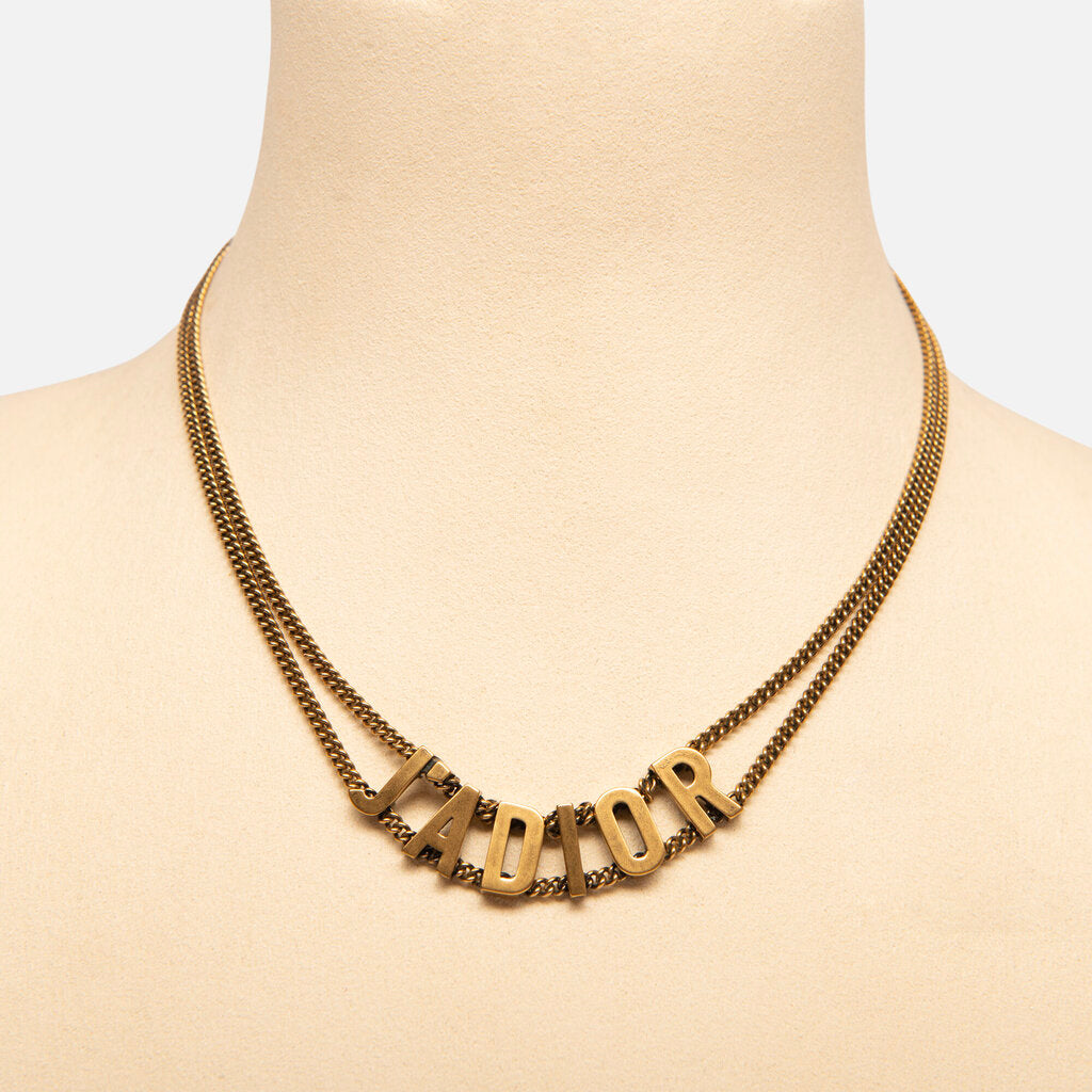 Christian Dior Gold Tone J'Adior Choker Necklace w/ Pouch