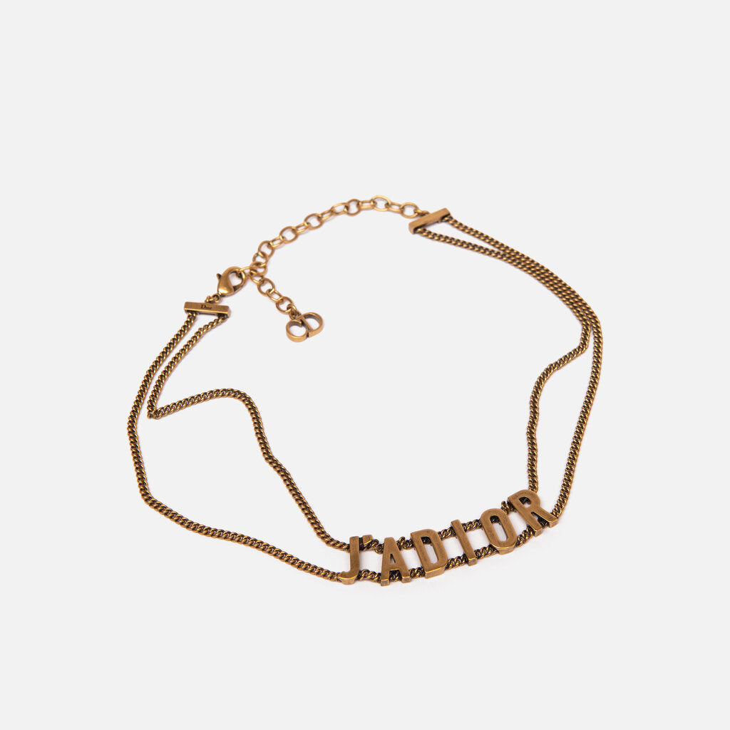 Christian Dior Gold Tone J'Adior Choker Necklace w/ Pouch