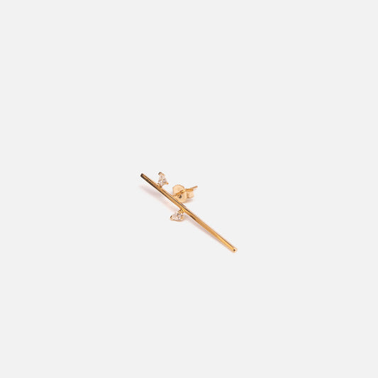 Grace Lee Gold & Diamond Bar Earring