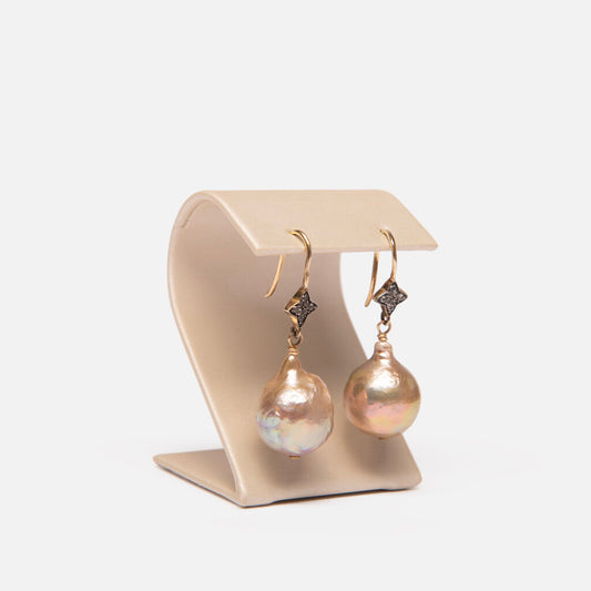 Gold Plated Sterling Silver Baroque Pearl Earrings