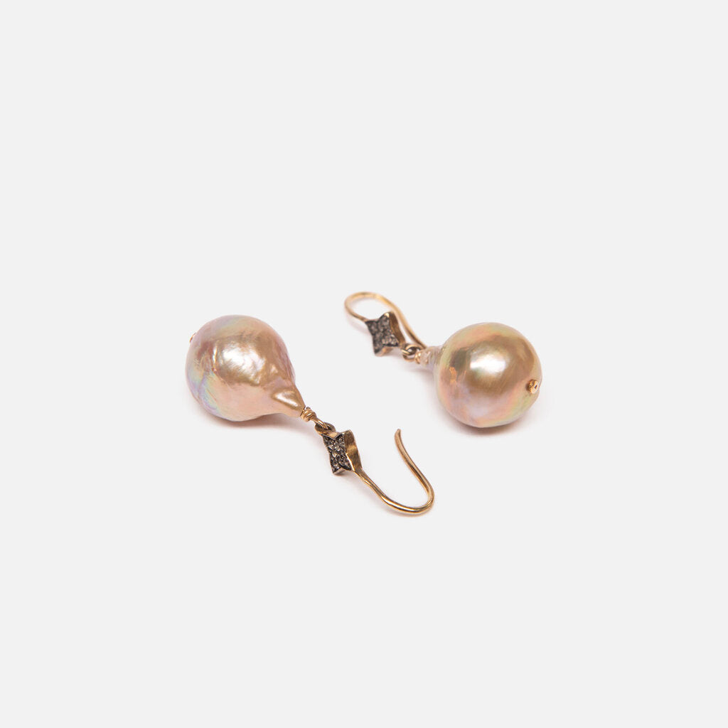 Gold Plated Sterling Silver Baroque Pearl Earrings
