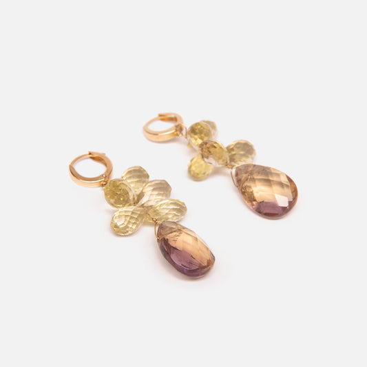 14k Plated Citrine Drop Earring