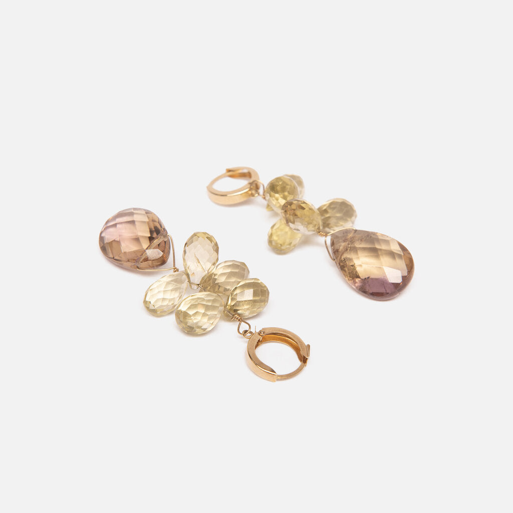 14k Plated Citrine Drop Earring