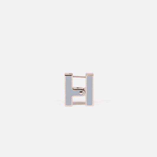 Hermes Palladium-Finish Blue Enamel Habascule Single Earring