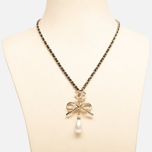 Chanel Bow Chain Necklace With CC
