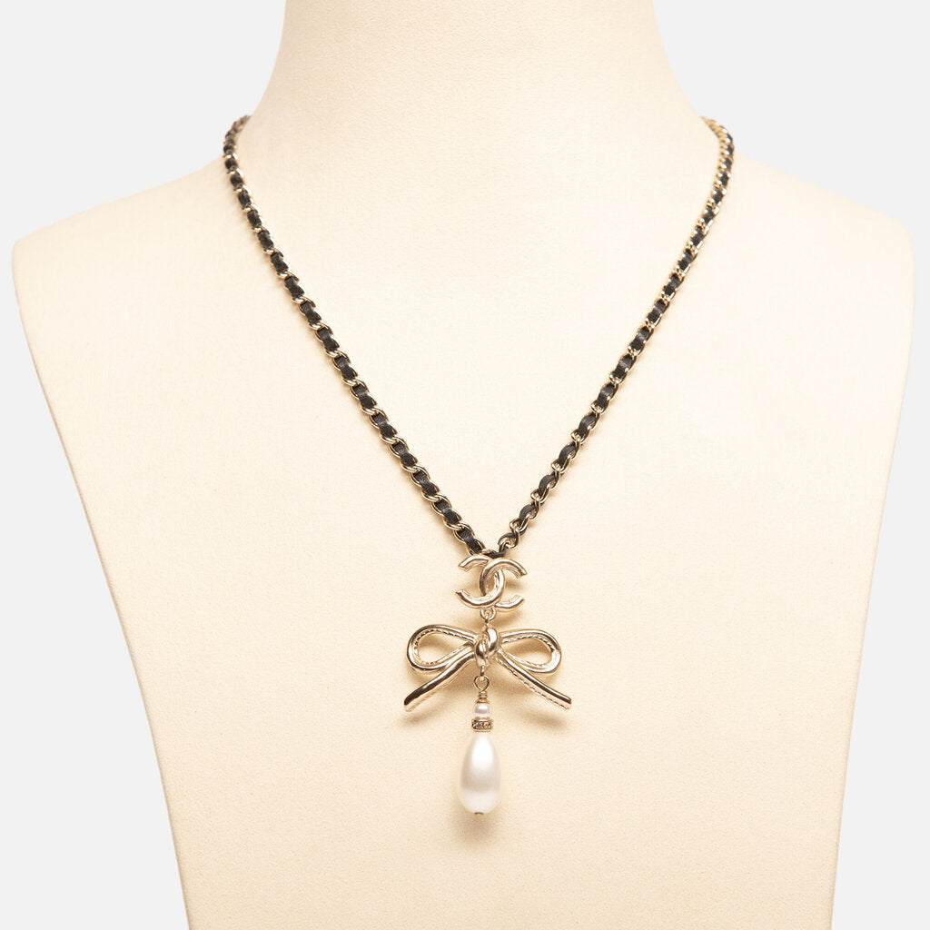 Chanel Bow Chain Necklace With CC