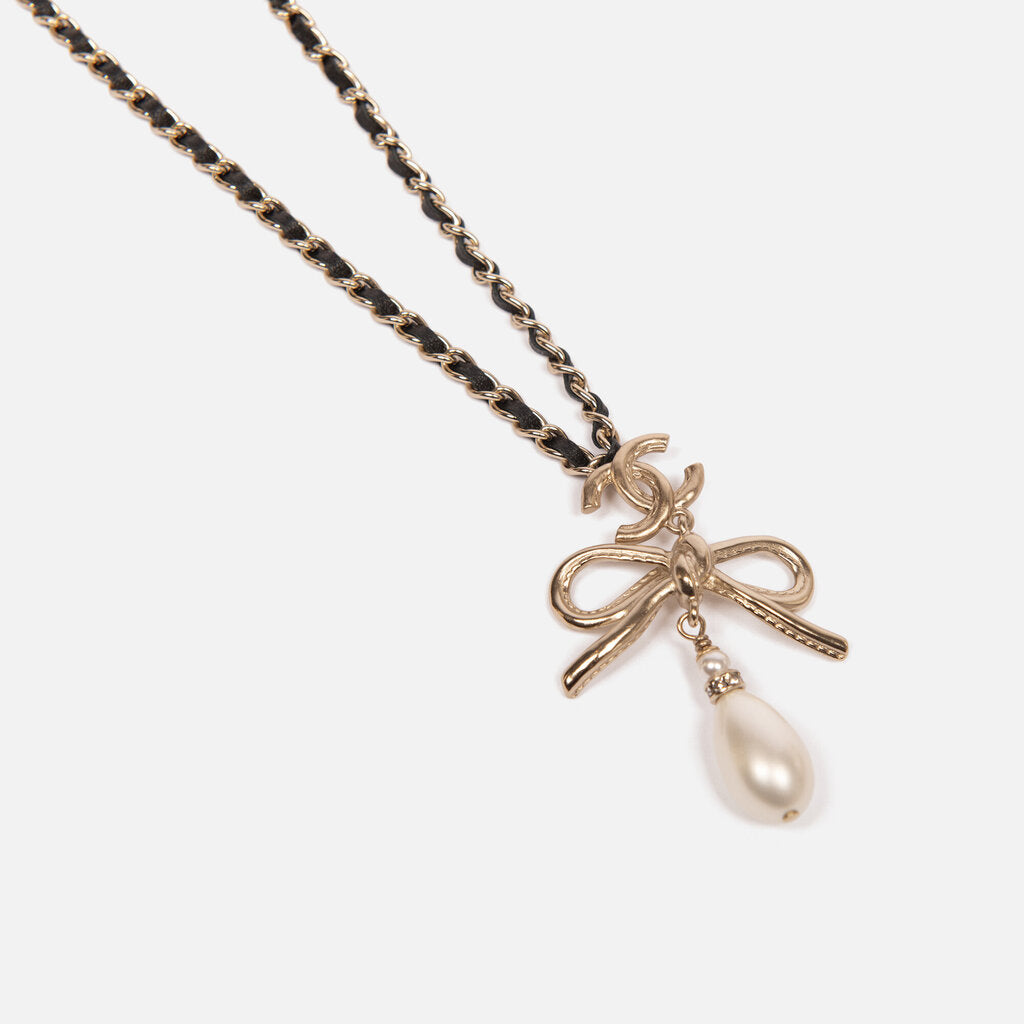 Chanel Bow Chain Necklace With CC