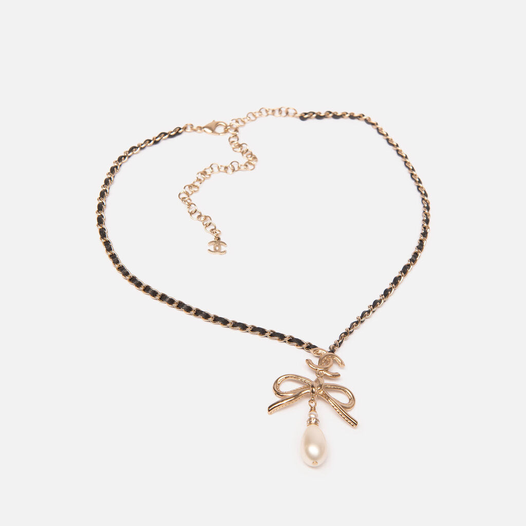 Chanel Bow Chain Necklace With CC