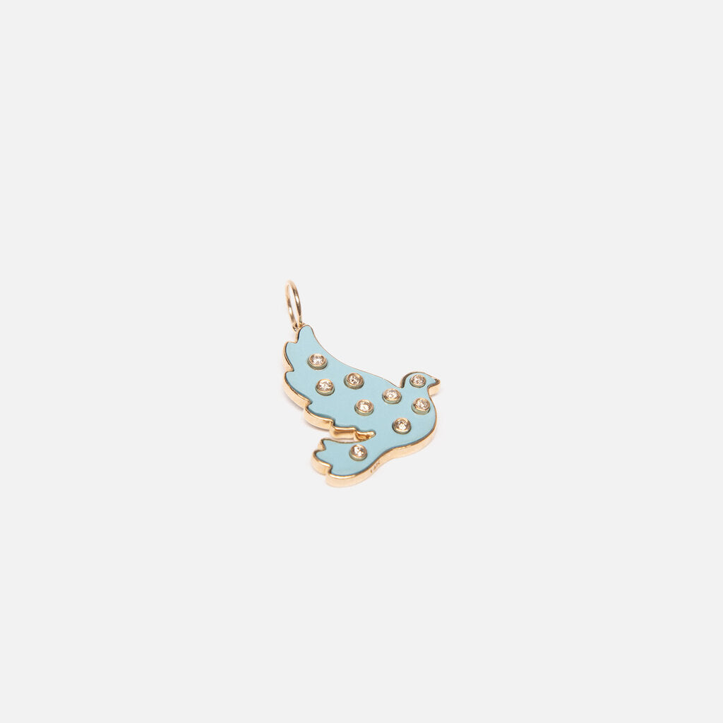 Rachel Lynn x Corri Lynn 14k YG, Turquoise And Diamond Dove Charm