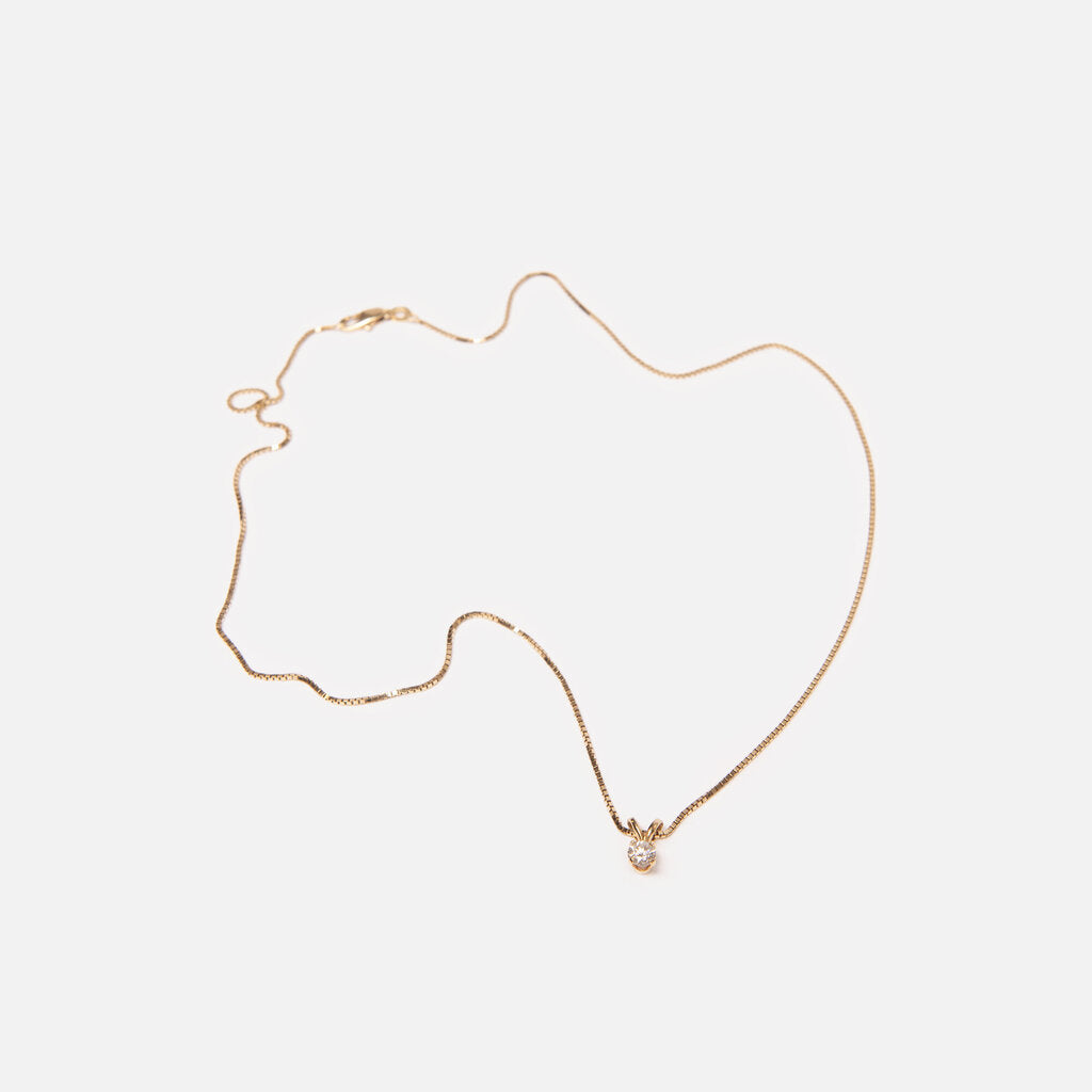 14k Yellow Gold Solitaire Diamond Pendant Necklace