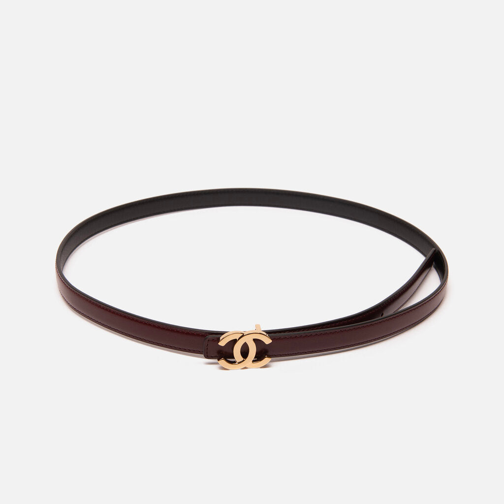 Chanel Oxblood/Black Reversible Skinny Belt