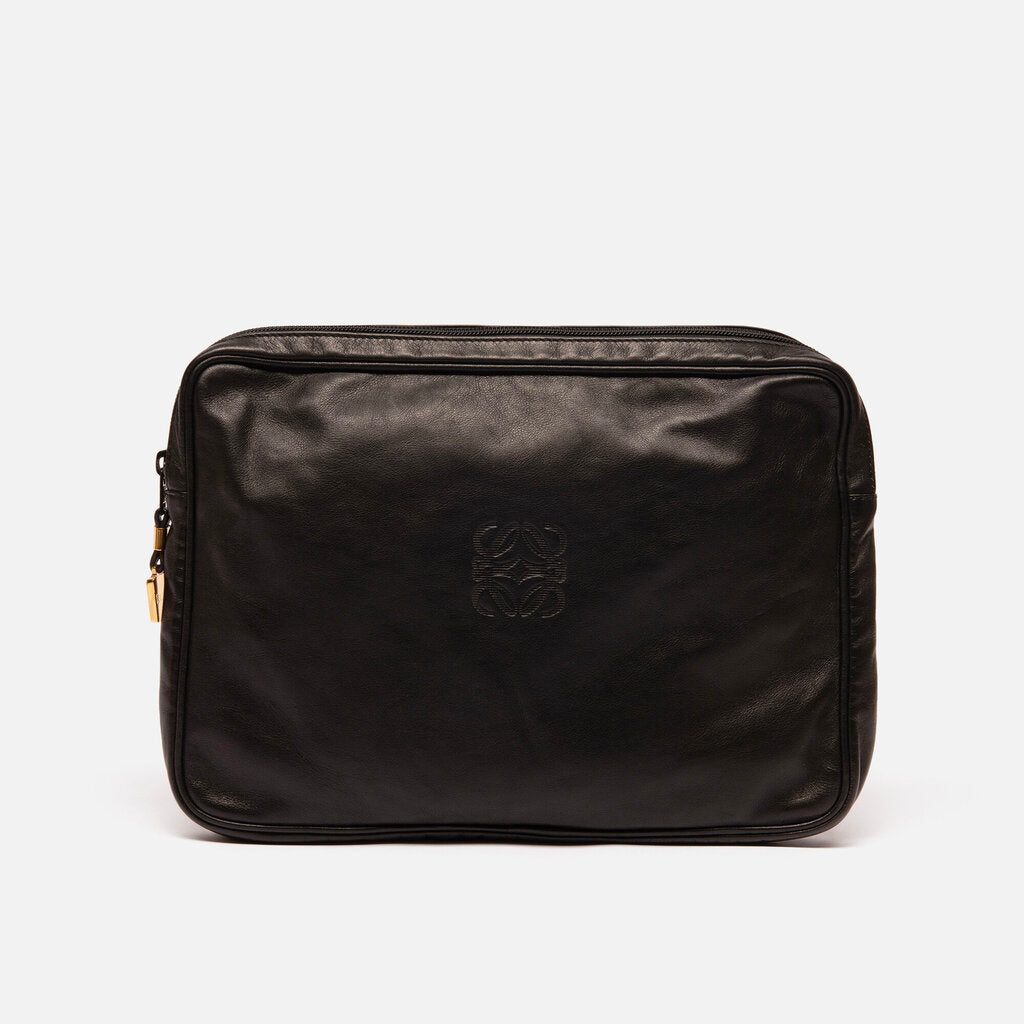 Loewe Black Leather Anagram Detail Pouch