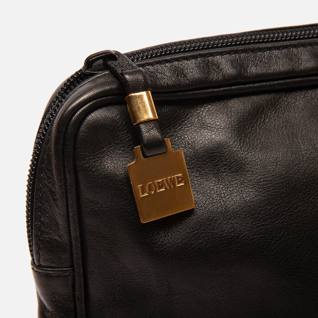 Loewe Black Leather Anagram Detail Pouch