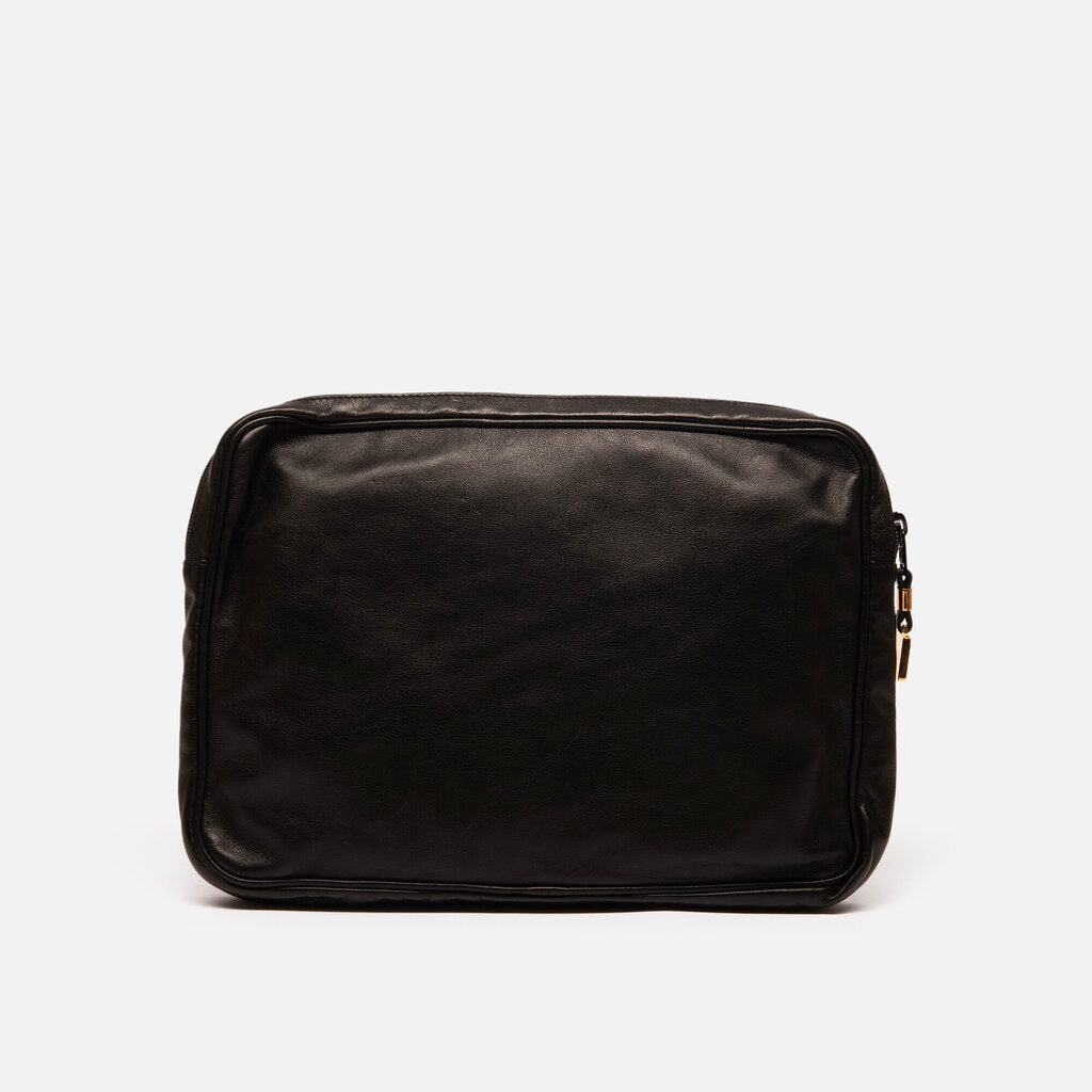 Loewe Black Leather Anagram Detail Pouch