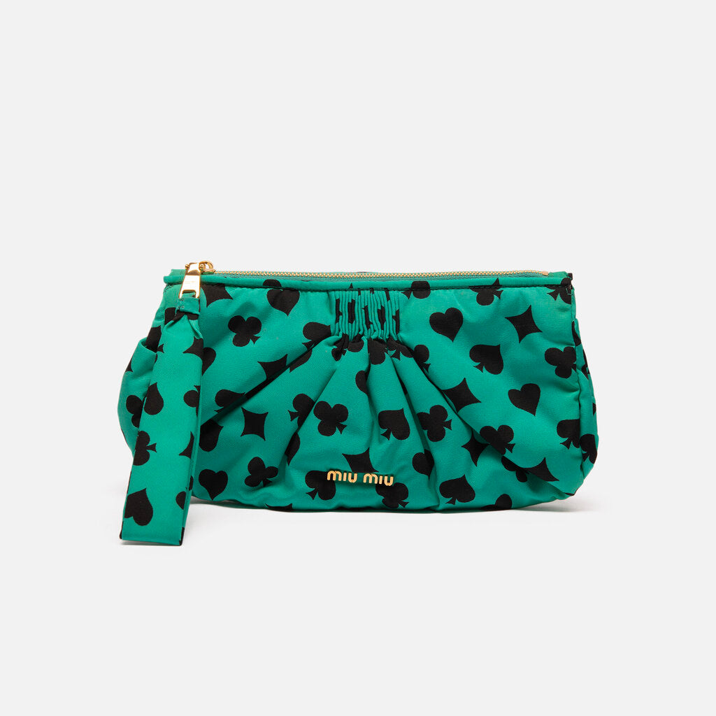 Miu Miu Teal Nylon "Playing Card" Cosmetic Pouch