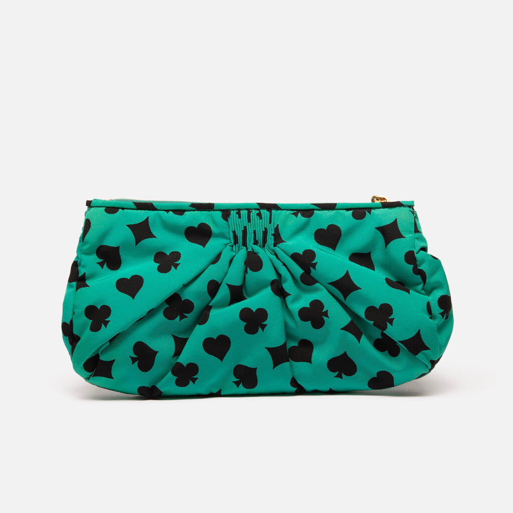 Miu Miu Teal Nylon "Playing Card" Cosmetic Pouch