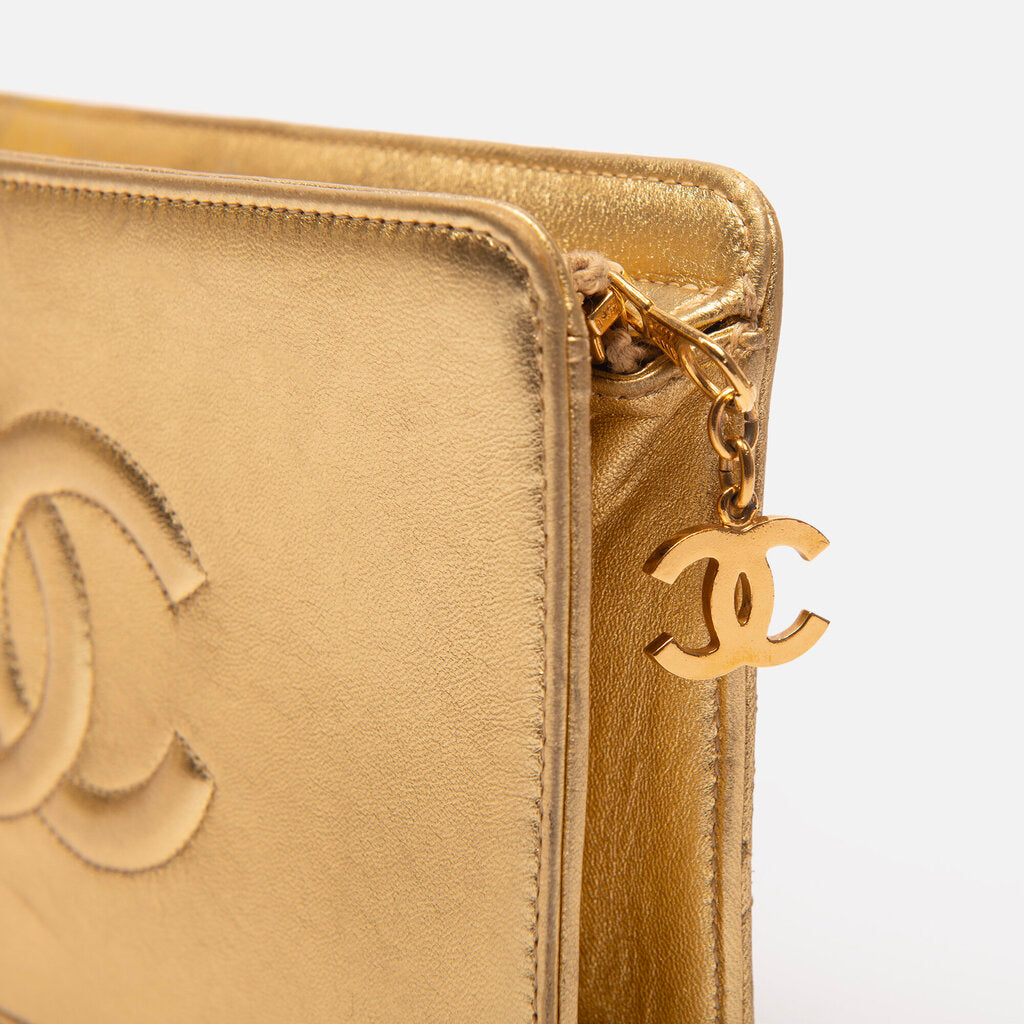 Chanel Gold Lambskin Clutch/Wristlet