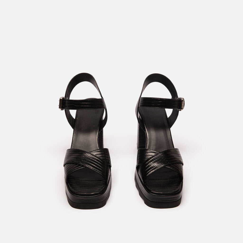 The Kooples Black Leather Heeled Sandal