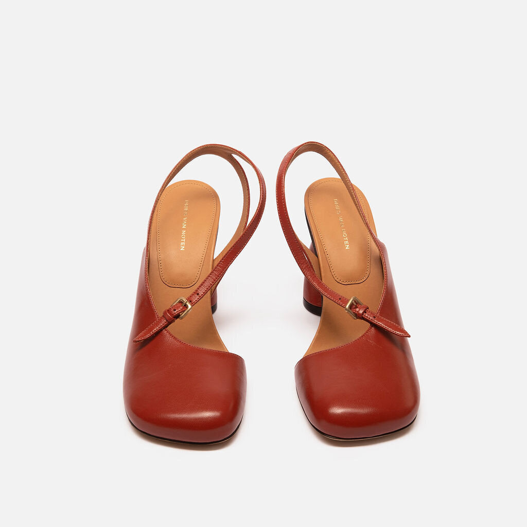 Dries Van Noten Red Leather Slingback Pumps