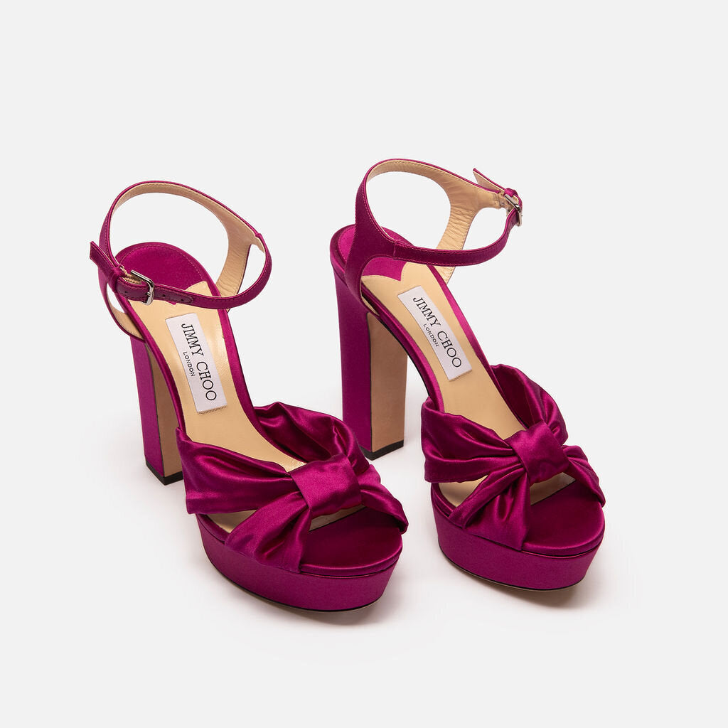 Jimmy Choo Fuschia Satin Heloise Heel