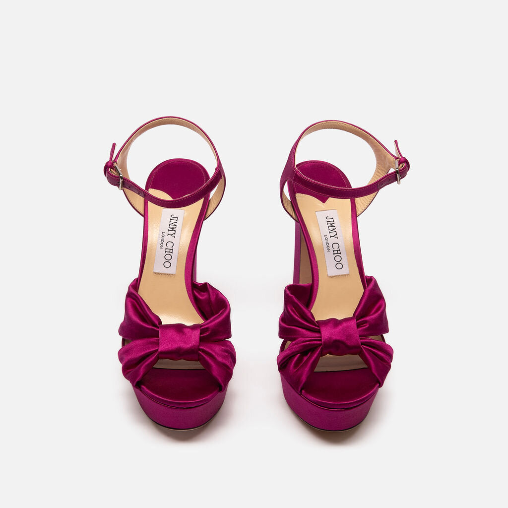 Jimmy Choo Fuschia Satin Heloise Heel
