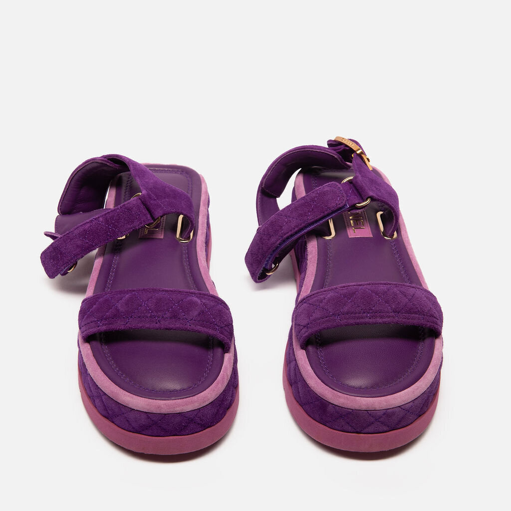 Chanel Purple Suede Quilted Platform Sandal
