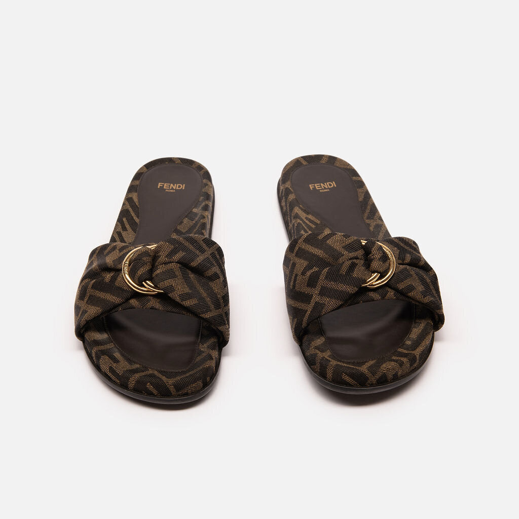 Fendi Brown Zucca Knot Sandal