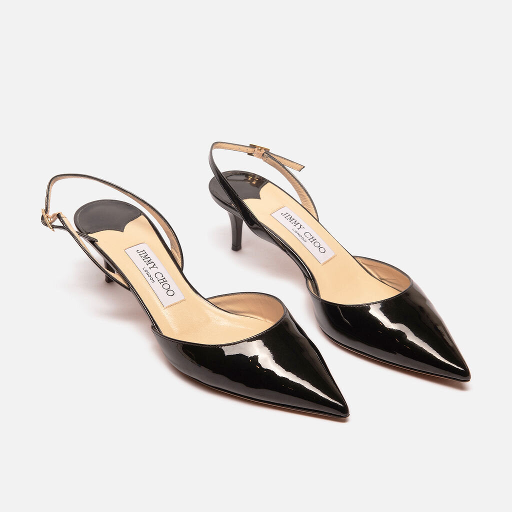 Jimmy Choo Black Patent Slingback Pumps