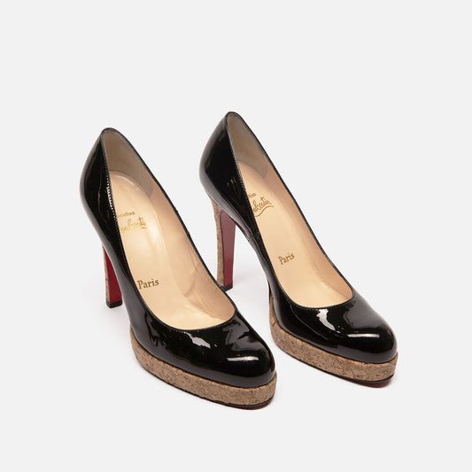 Christian Louboutin Black Patent Cork Lined Heel