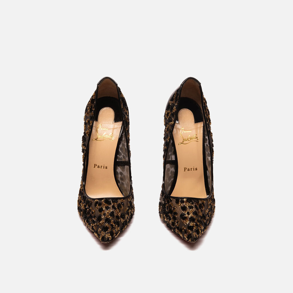 Christian Louboutin Black & Gold Mesh Pump